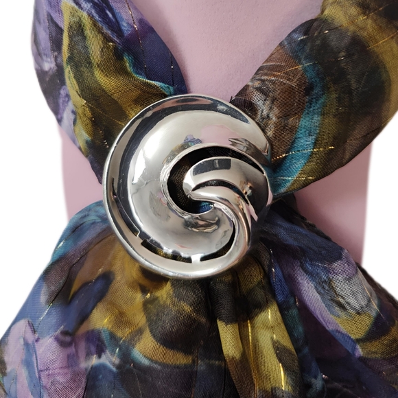 Taxco Jewelry - Vintage TAXCO Sterling Silver Neck Scarf Slider Pendant Fastener Medallion Bolo